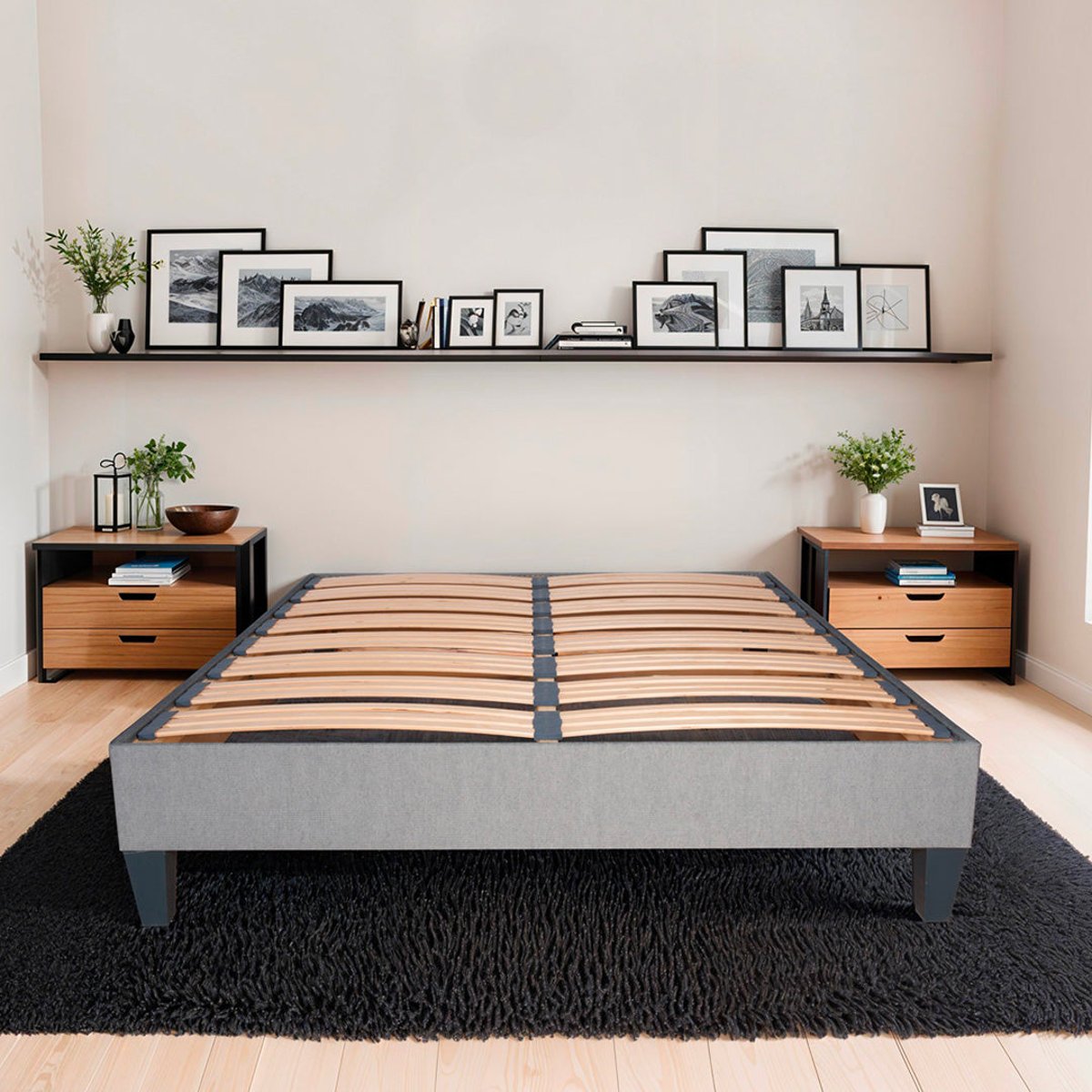 Sommier à lattes en bois Ergostar 180x200 cm Coloris Gris clair Livré en kit gris clair, BELLECOUR