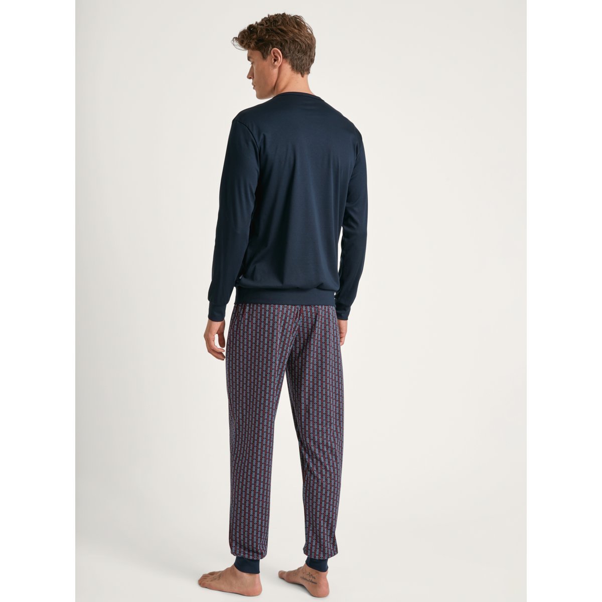 Pyjama avec bords élastiques manches longues Coton RELAX STREAMLINE saphir foncé, CALIDA