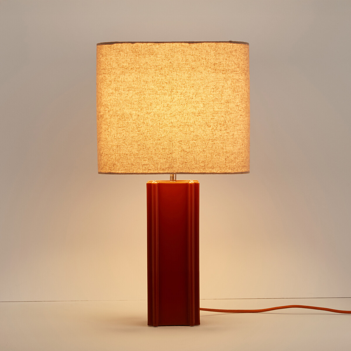 Lampe à poser en céramique et lin, BIMO brique, LA REDOUTE INTERIEURS