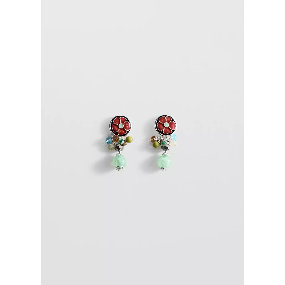 Boucles d’oreilles fleur à perles combinées argent, MANGO