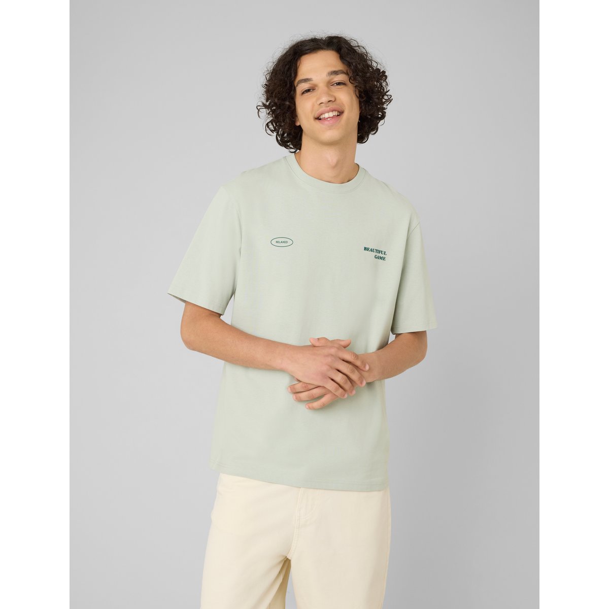 T-shirt imprimé vert clair, BZB