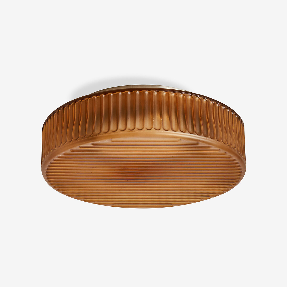 MADE.COM Alma Ribbed Glass Flush Ceiling Light amber, MADE