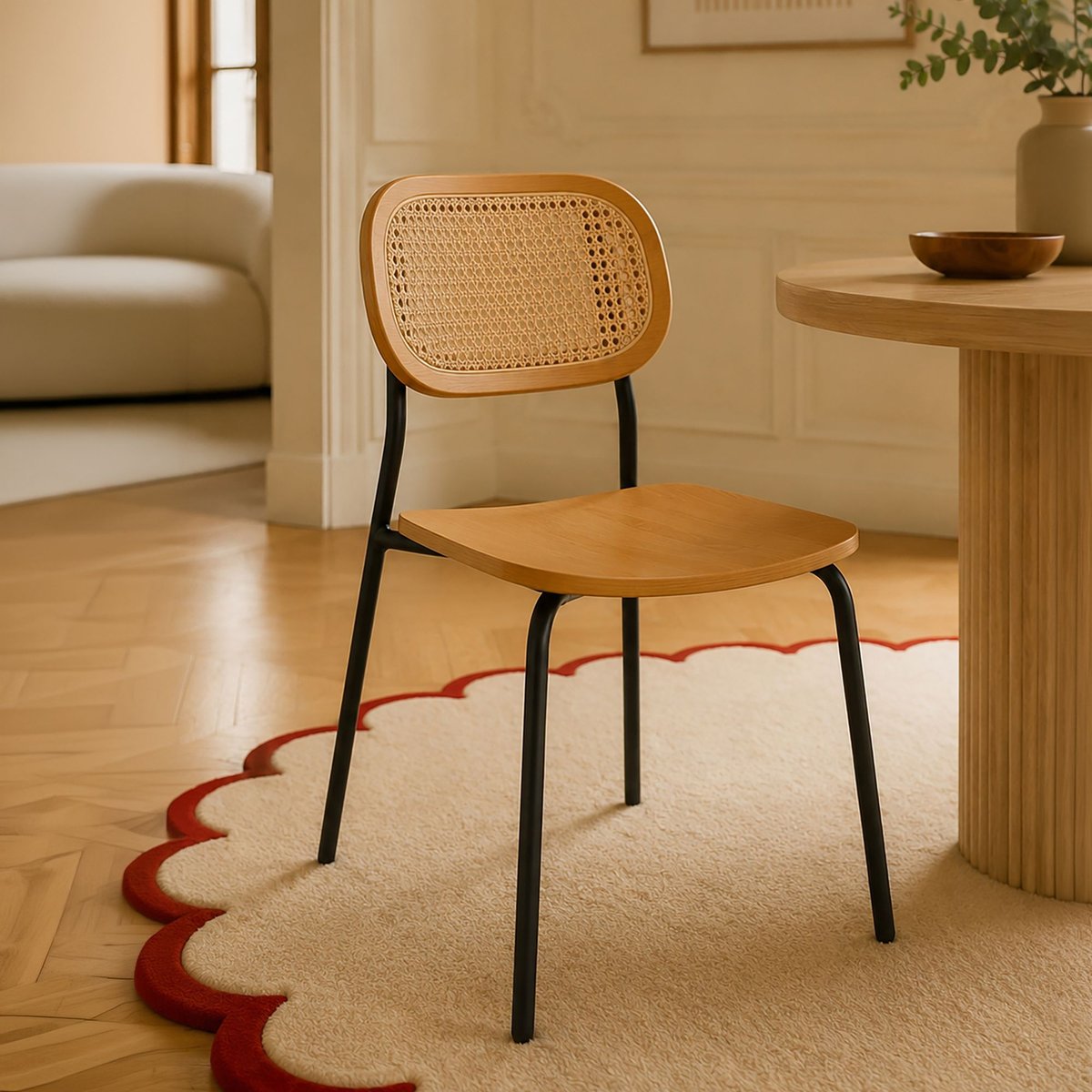 Lot de 2 chaises en bois naturel et pieds en métal, NOSARA marron, NOW'S HOME