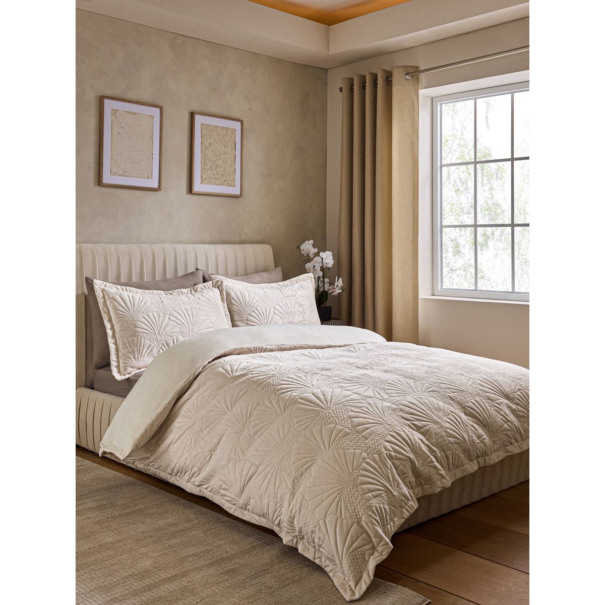 Housse de couette et taie d'oreiller ginkgo naturel, NEXT