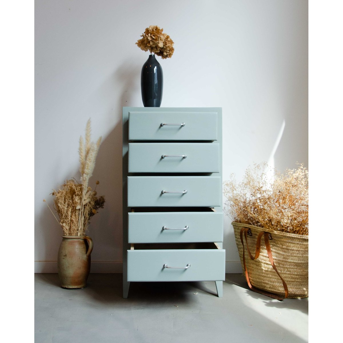 Chiffonnier en bois Valery N°106 - Bon état vert d'eau, DEBONGOUT