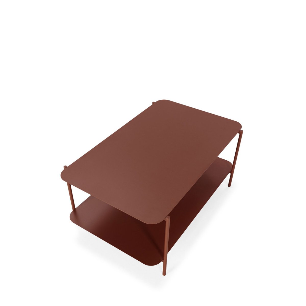 Table basse rectangulaire en métal à double plateau- JUDITH marron glacé, DRAWER