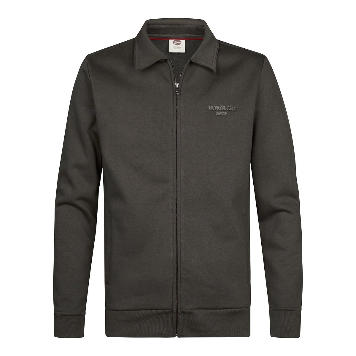 Sweat zippé col polo, chemise gris vert, PETROL INDUSTRIES