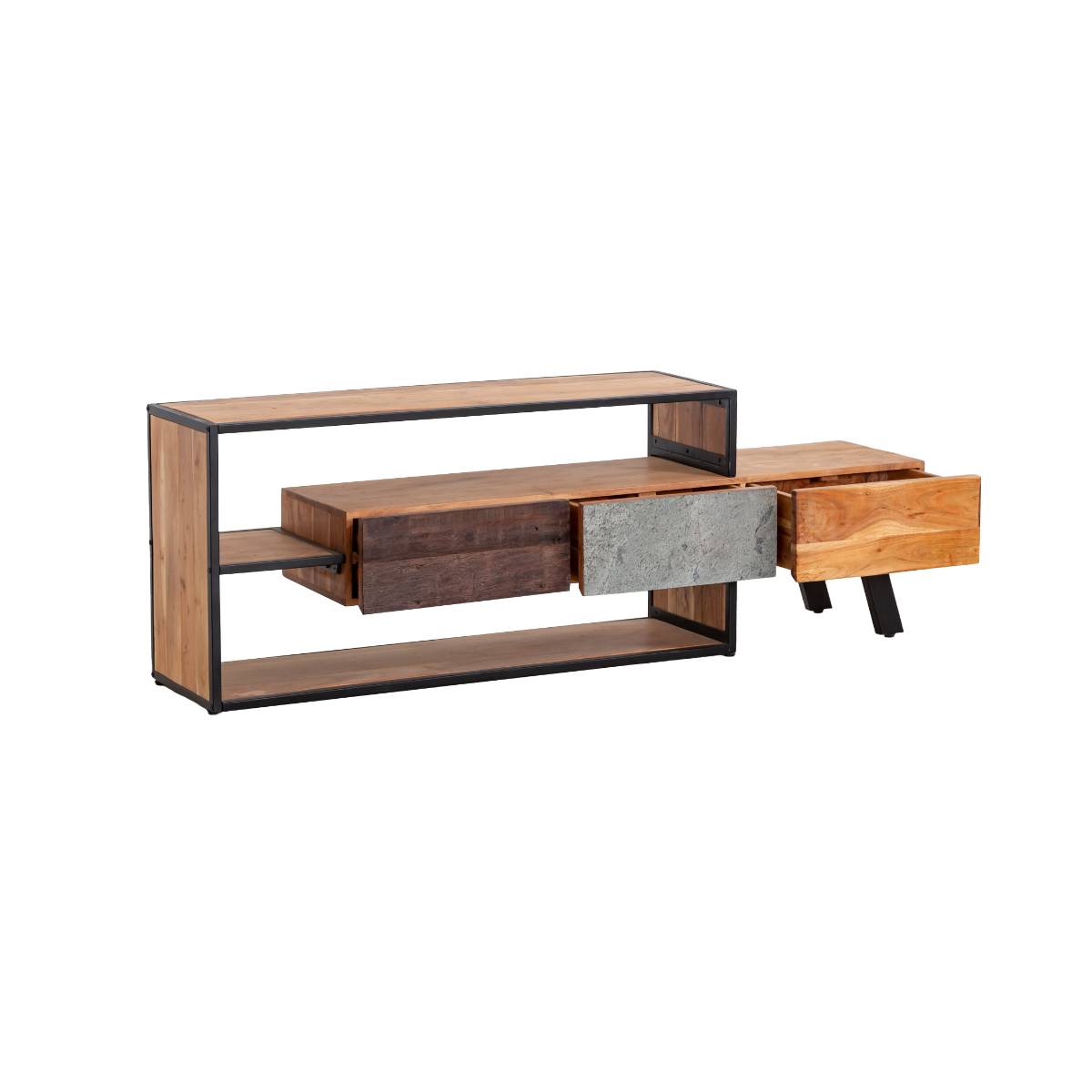 Meuble TV en bois d'acacia ERNEST bois clair, MADE IN MEUBLES