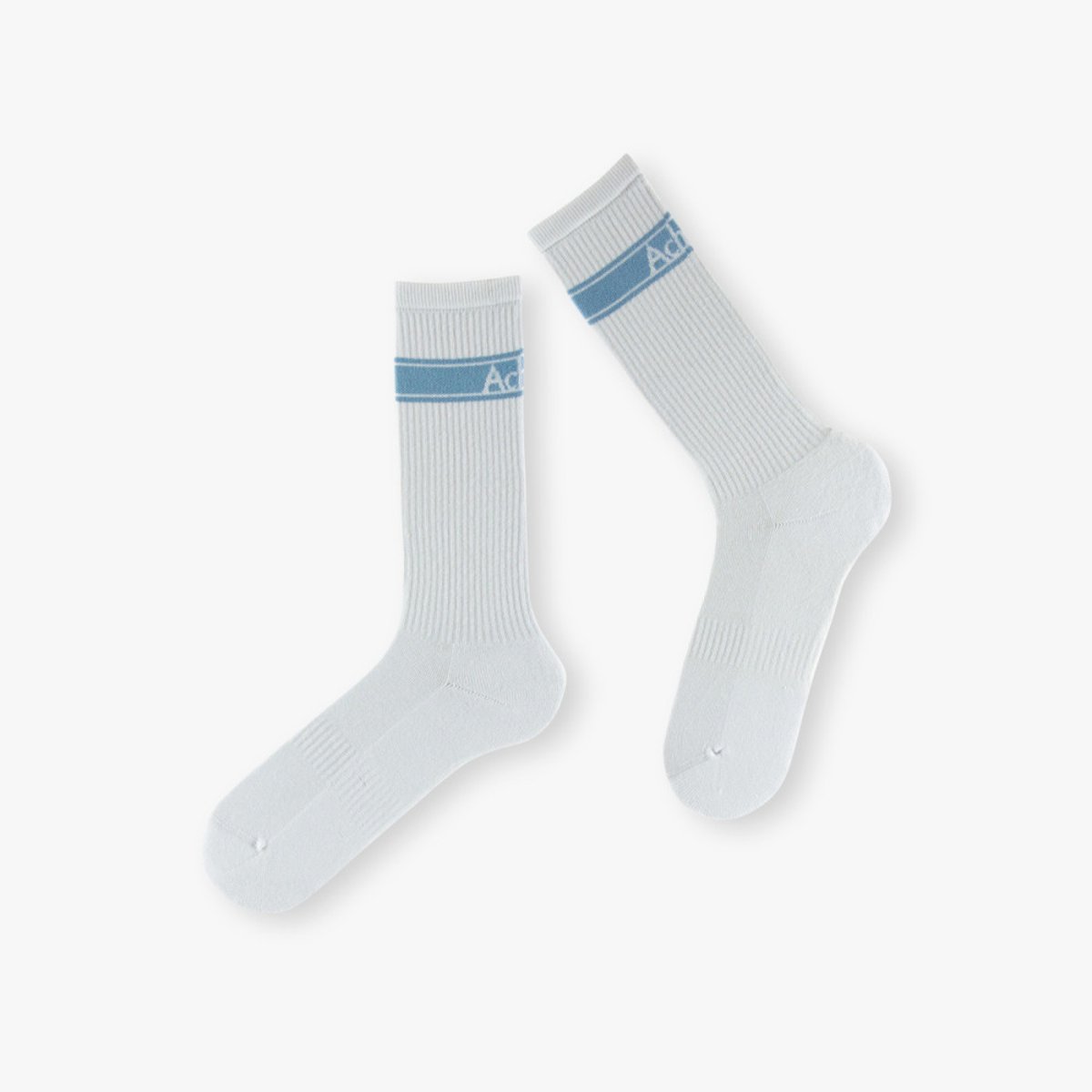 Mi-chaussettes sport unie avec bandeau Achile Coton semelle bouclette Fabrication Française blanc, ACHILE