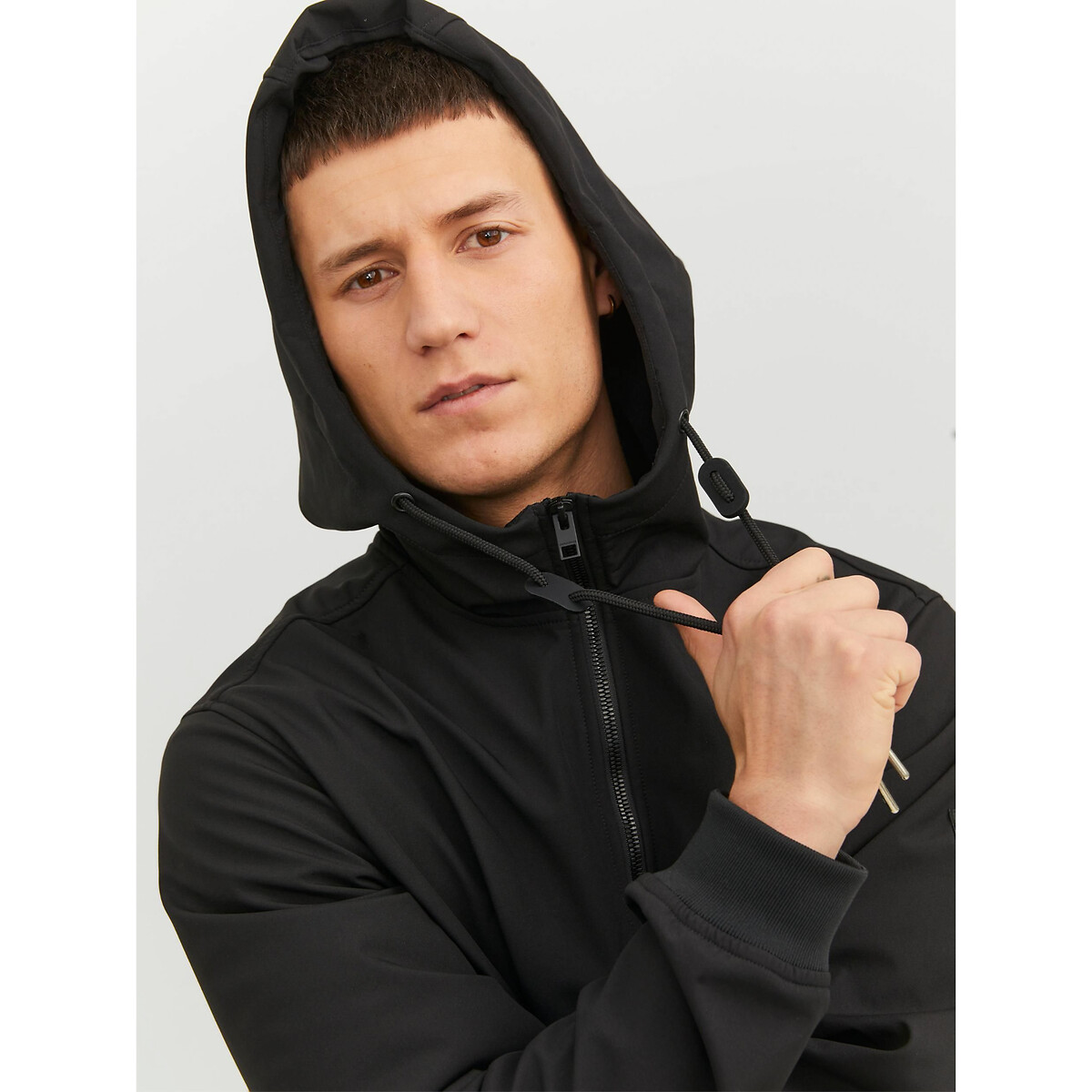 Blouson à  capuche softshell noir, JACK & JONES