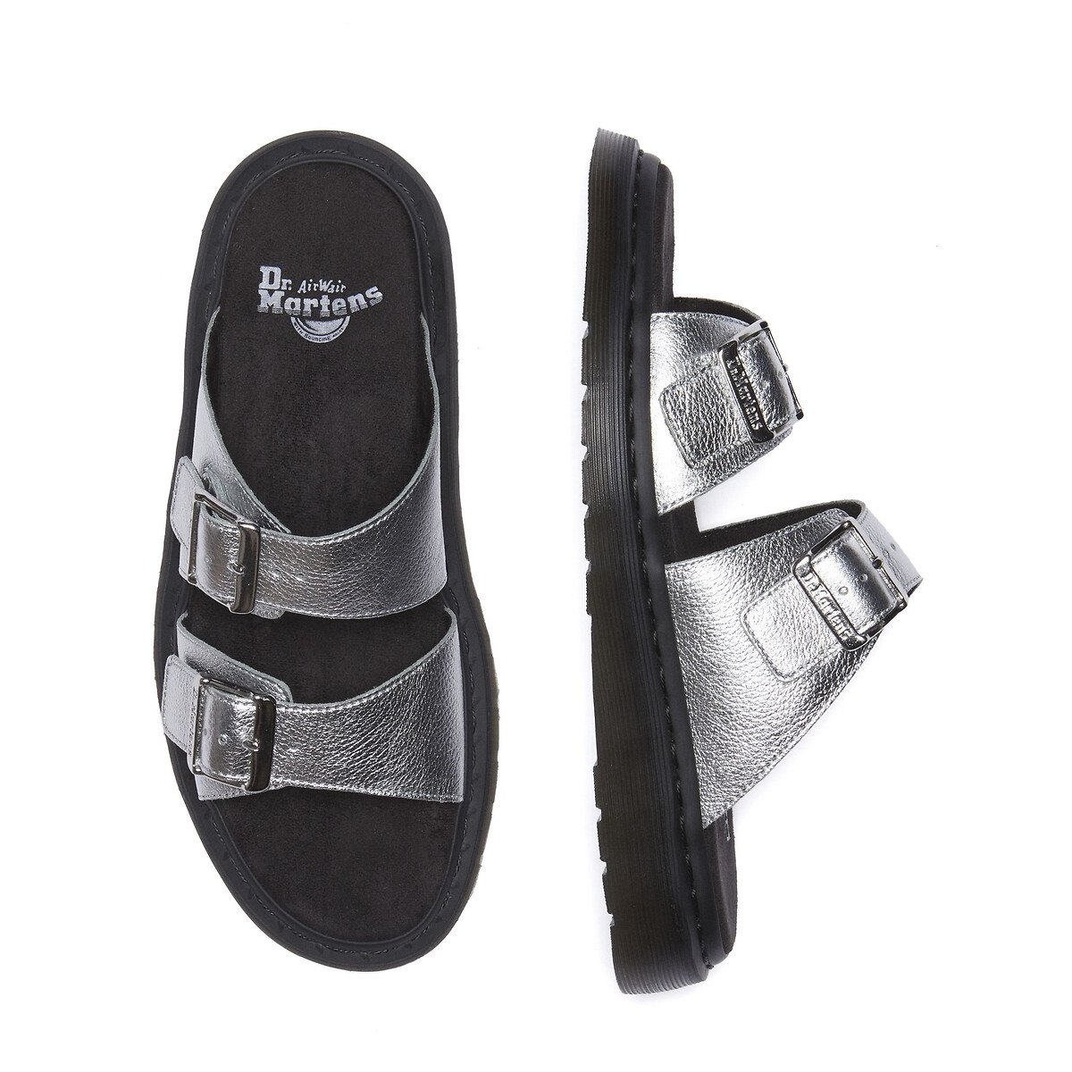 Sabot in pelle Josef Slide Silver Metallic Tumble argent, DR. MARTENS