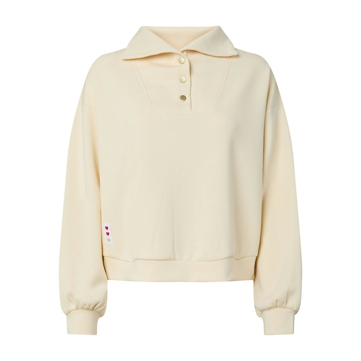 Sweat col boutonné ecru, PIECES