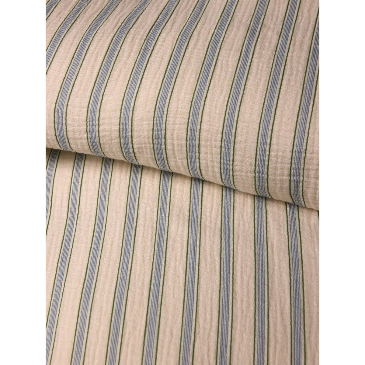 Housse de couette gaze de coton "Lou" rayure vert/bleu, CYRILLUS