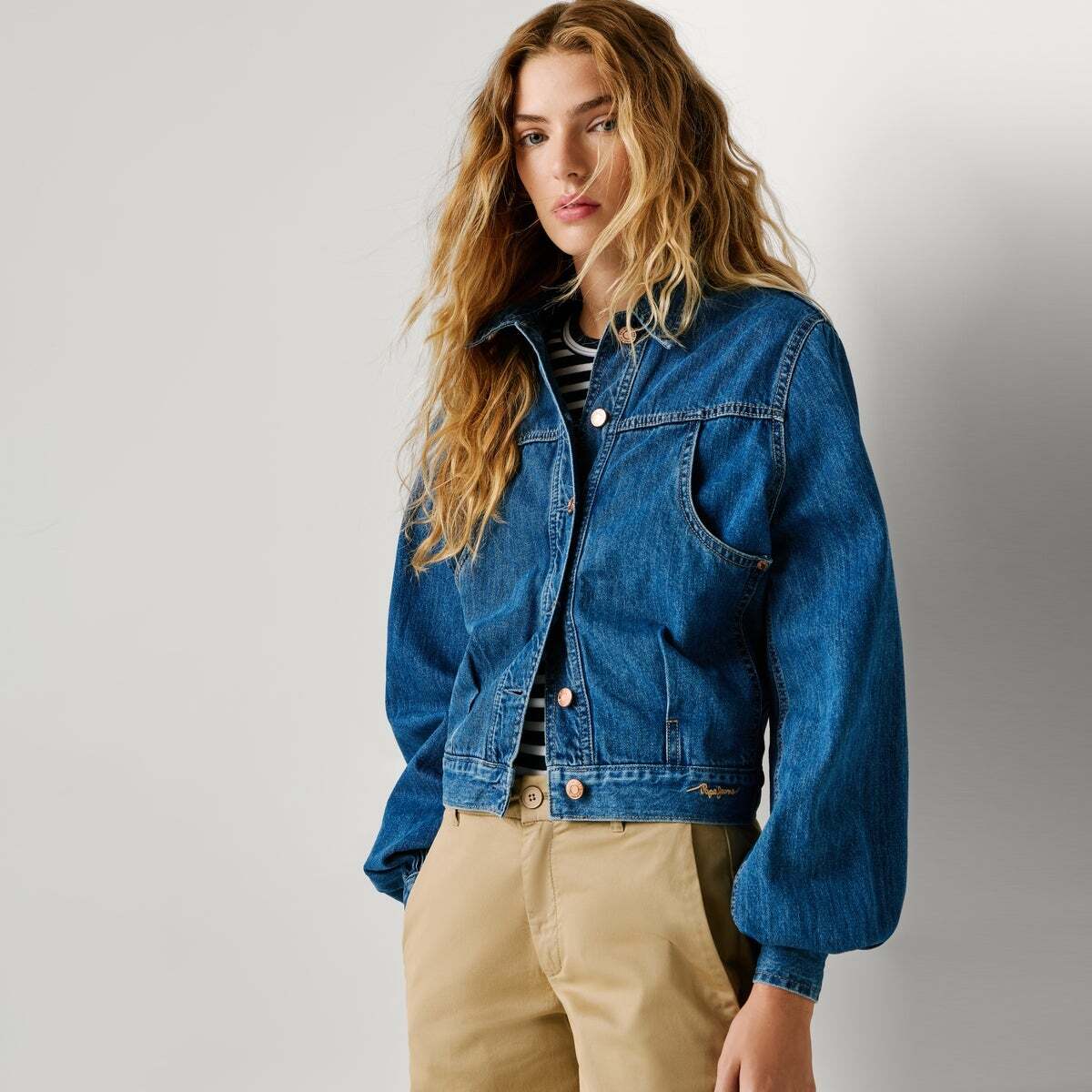 Veste Coupe Regular En Denim bleu azur décoloré, PEPE JEANS