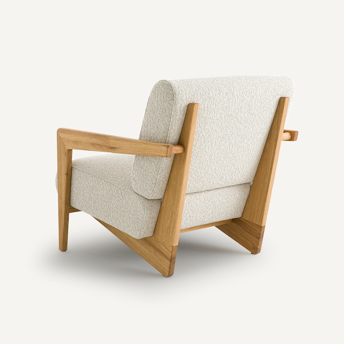 Fauteuil chêne massif et bouclette, Izag grège, AM.PM