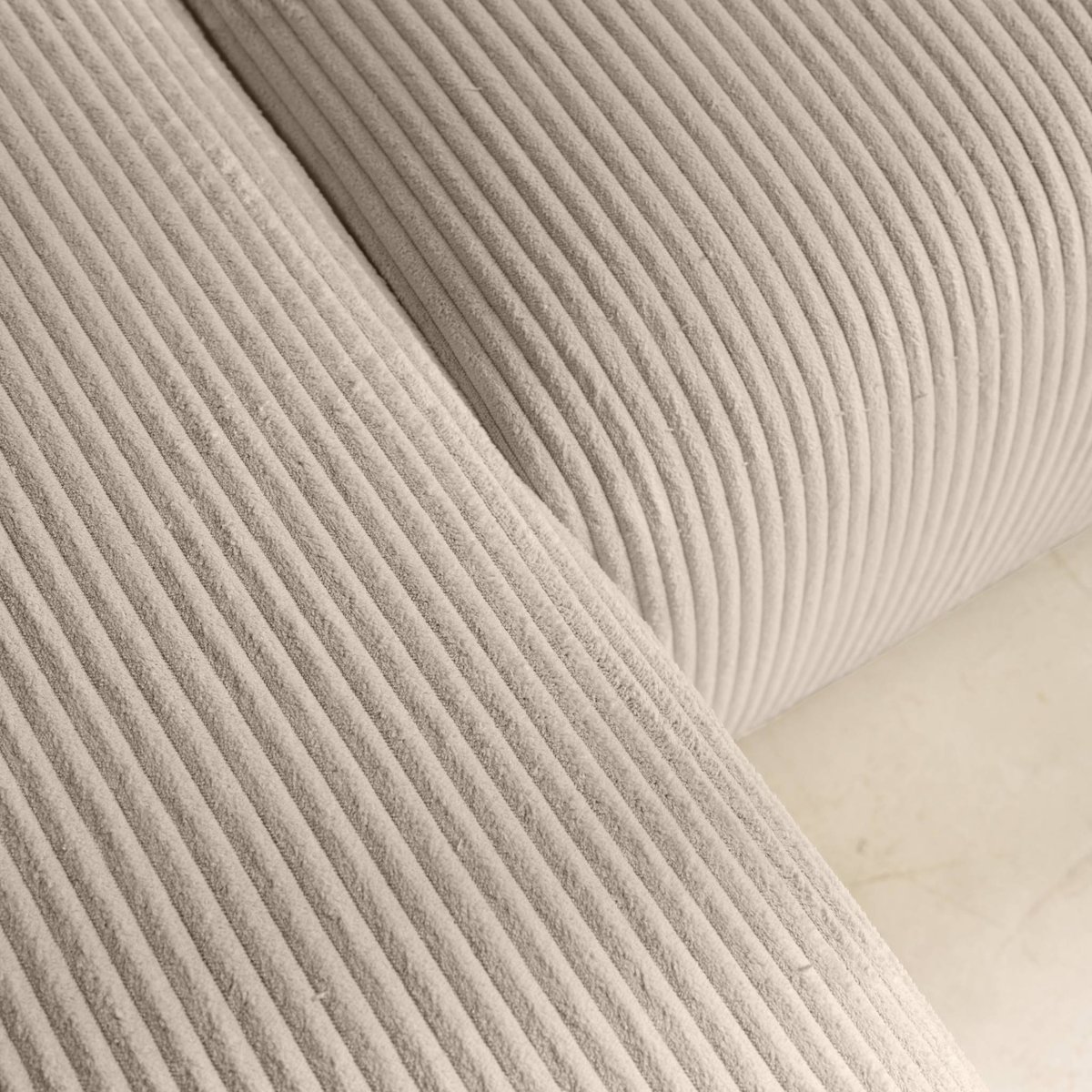Canapé d'angle convertible réversible 3 places velours côtelé avec coffre ALMO taupe, SWEEEK
