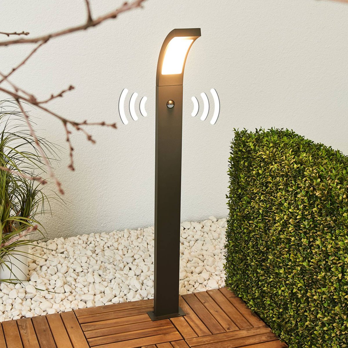 Luminaire extérieur en aluminium moderneLED gris graphite, blanc opale, LUCANDE