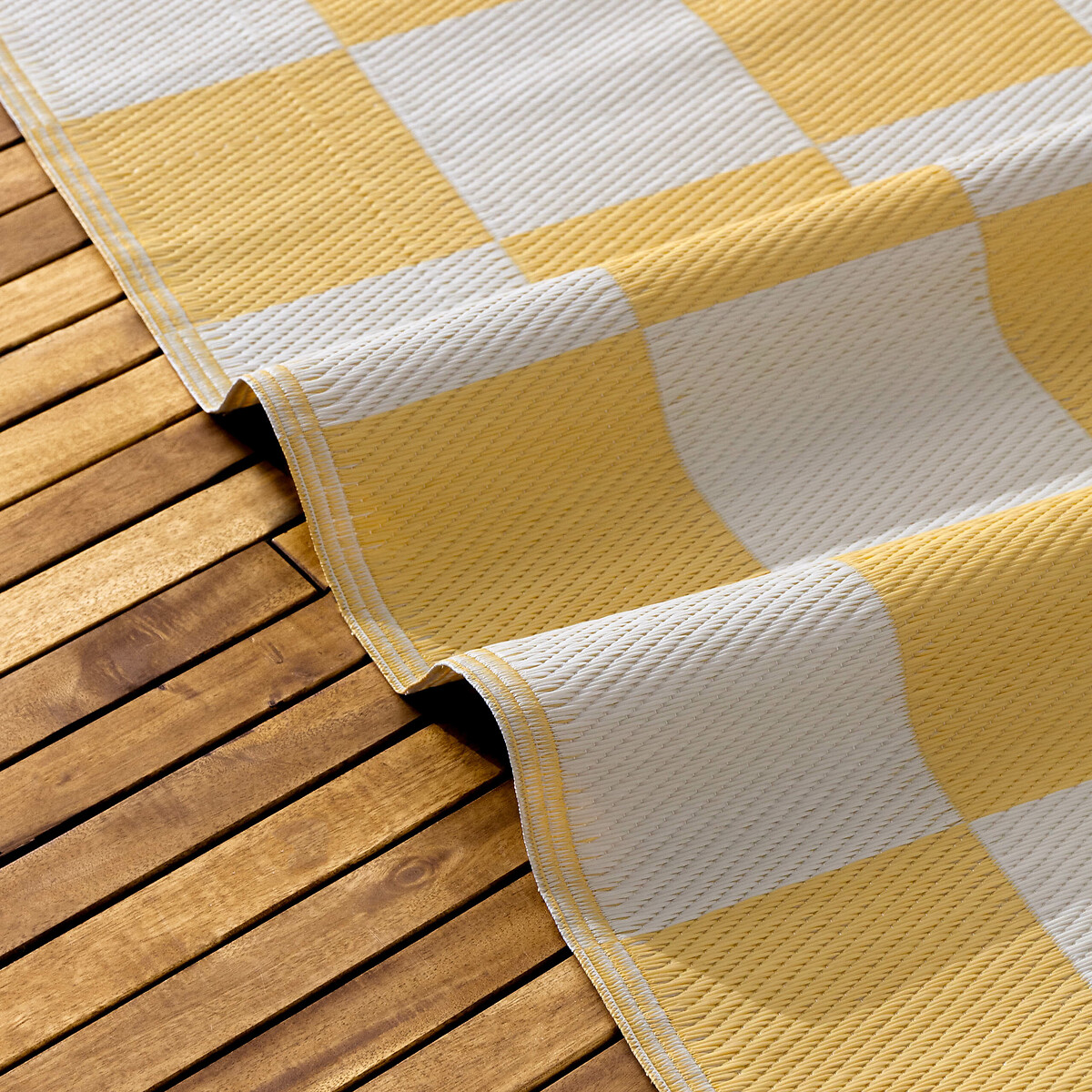 Checkerboard Recycled Indoor/Outdoor Rug yellow, FURN.