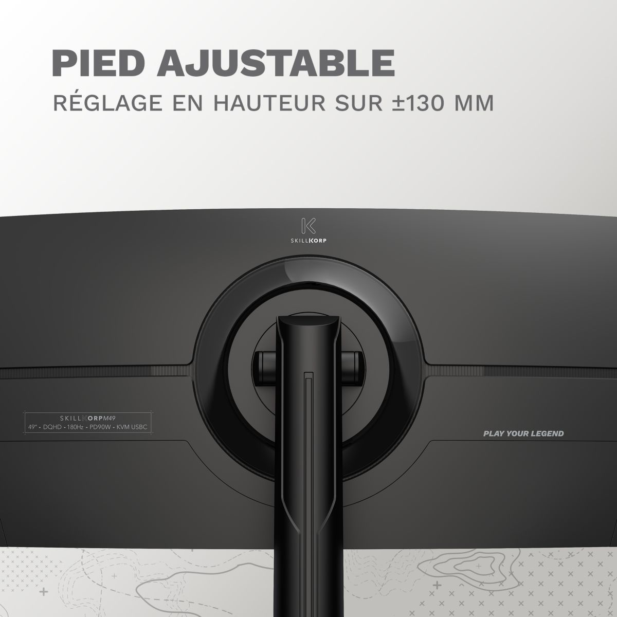 Ecran PC Gamer M49 Progress 49" incurvé Fast VA UWQHD 180Hz USB C 90W couleur unique, SKILLKORP