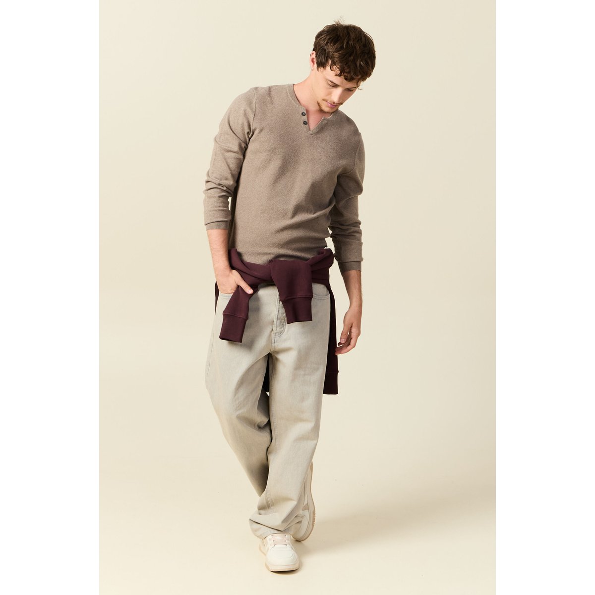 Pull manches longues vert kaki, BONOBO
