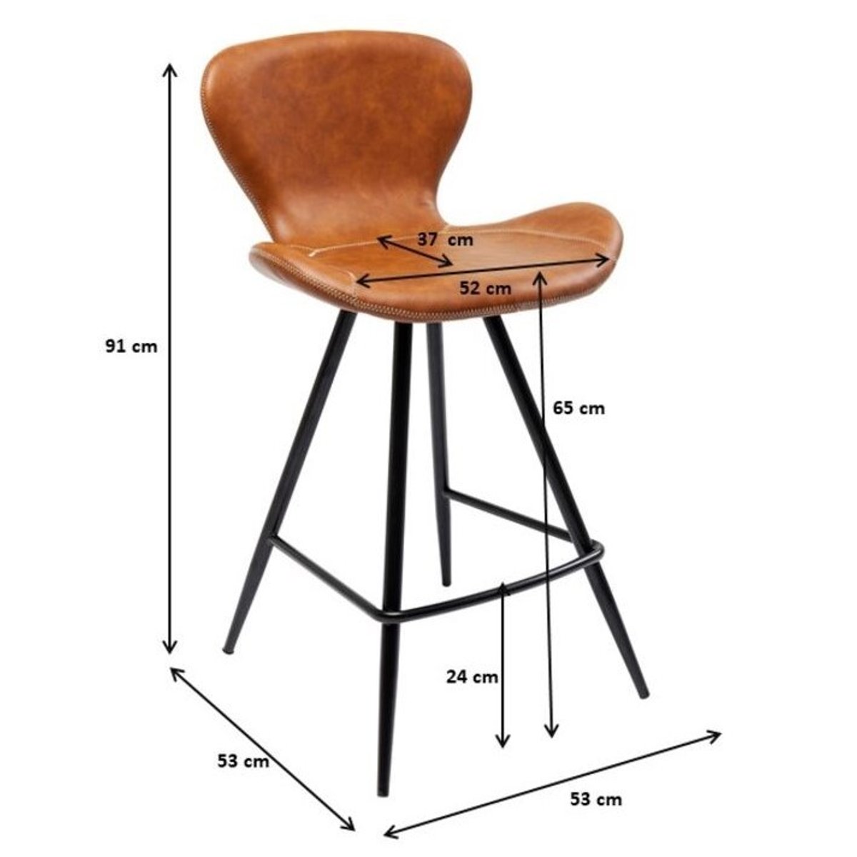 Tabouret de bar en simili, RUSTY marron, KARE DESIGN