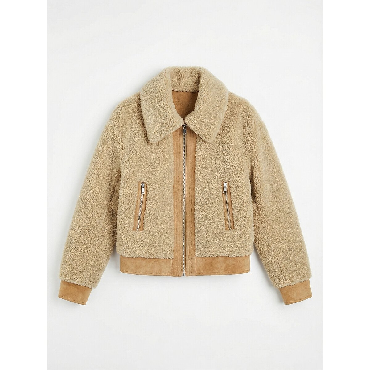 Manteau court en sherpa, VLORA cognac, LEON & HARPER