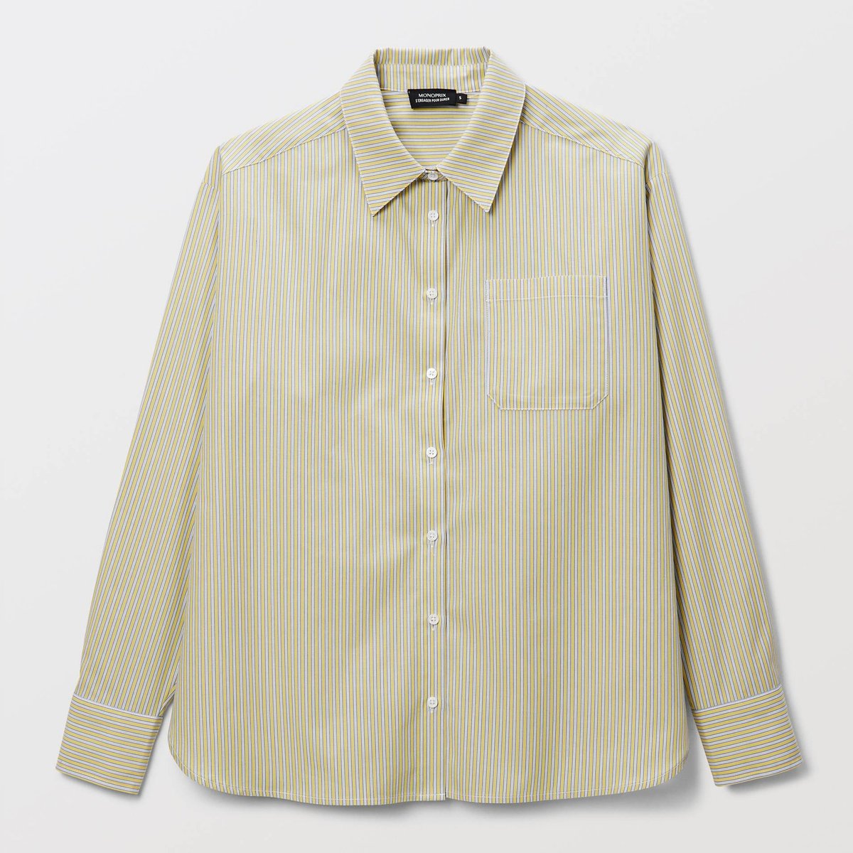 Chemise manches longues rayée en coton BIO GOTS cedrat, MONOPRIX