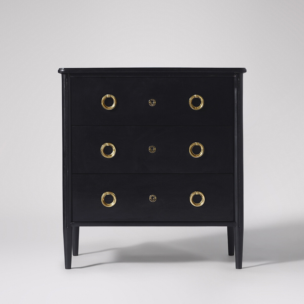 Reyna Mango Wood 3 Drawer Chest Of Drawers black, SWOON