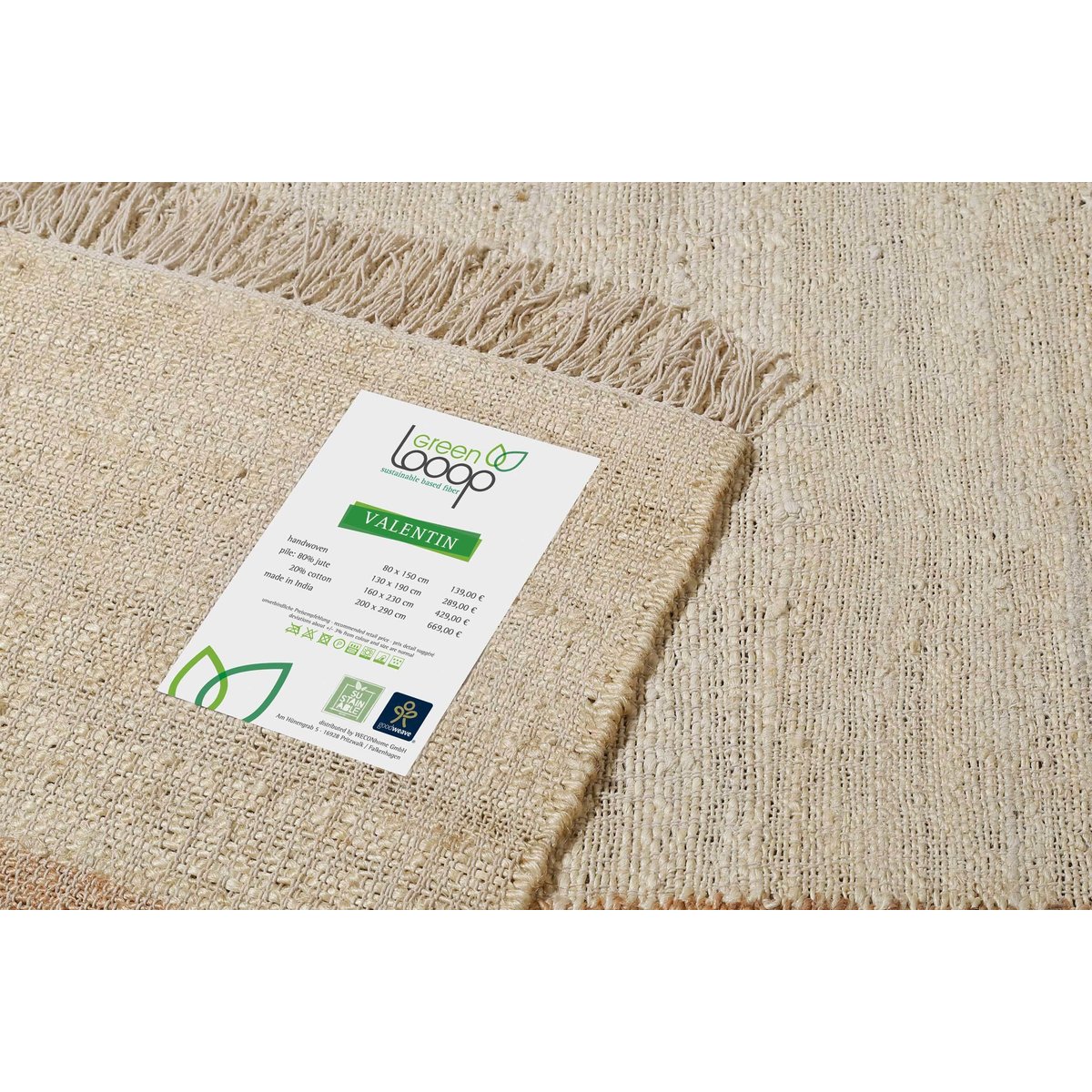Tapis jute à franges géométrique ,  VALENTIN naturel, WECON HOME