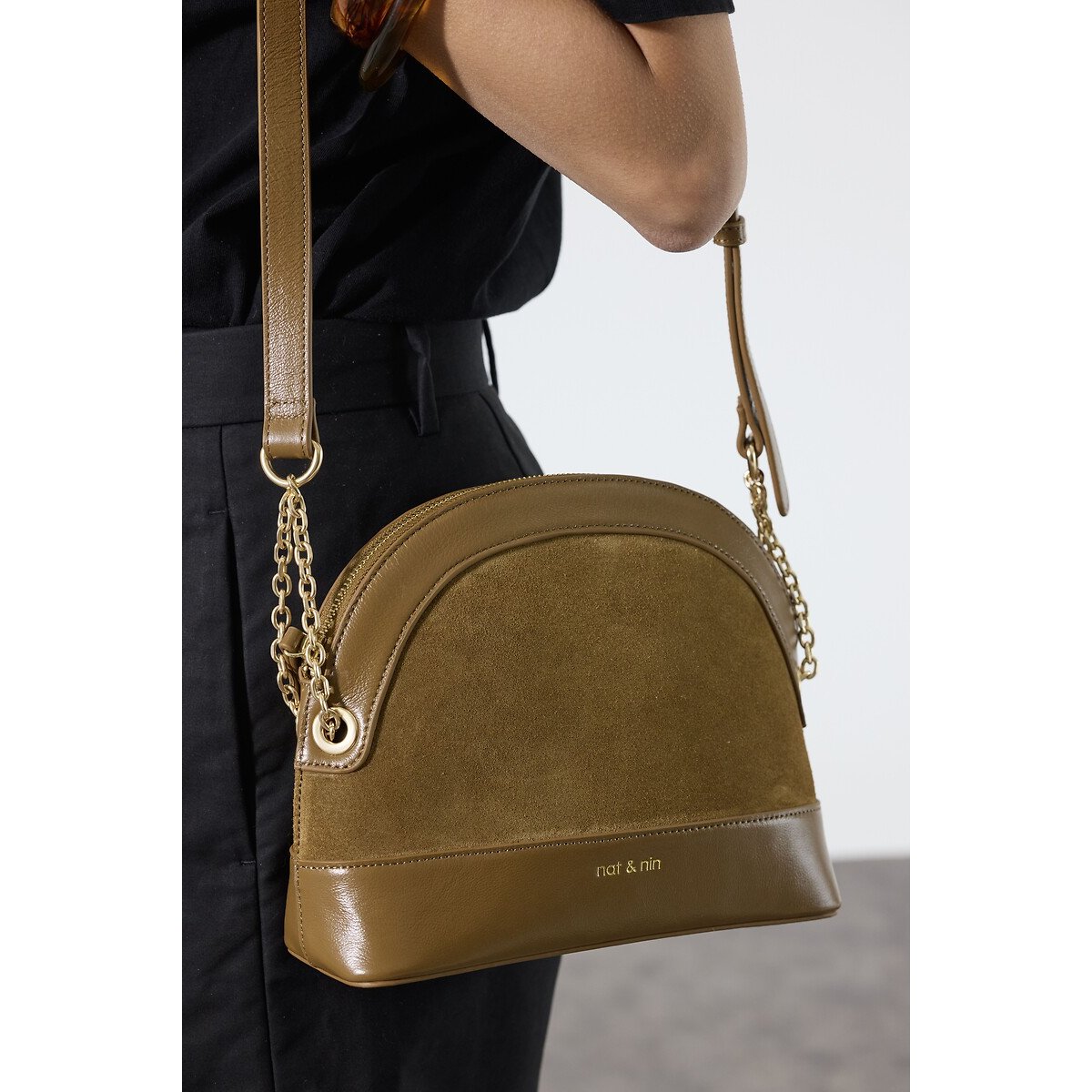 Sac à bandoulière en cuir, JULIET tabac, NAT & NIN