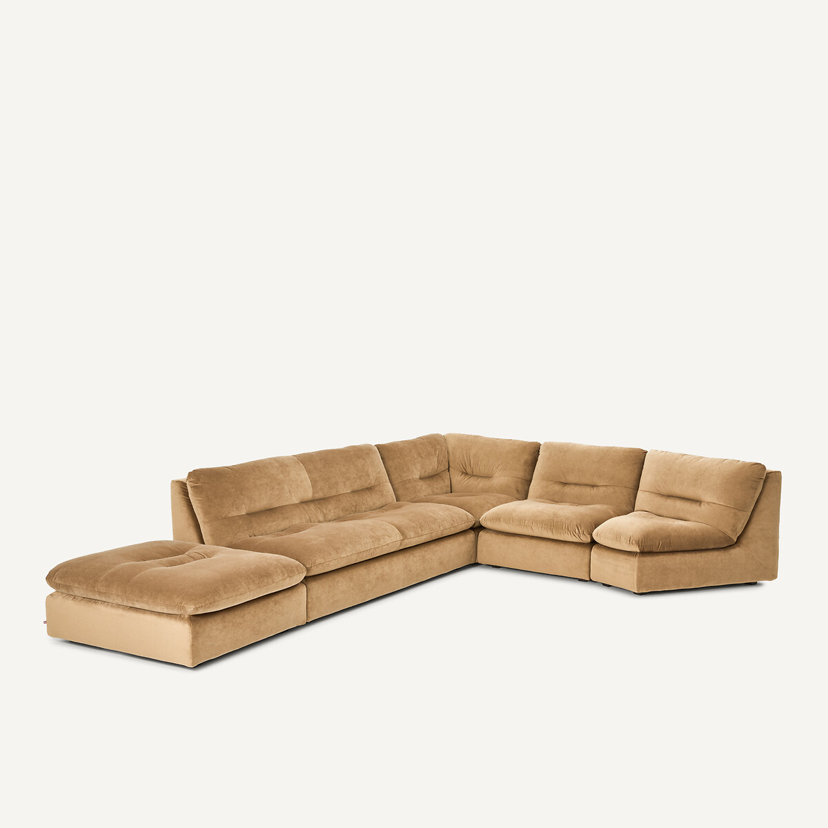 Repose-pieds modulable en velours de lin, GIULIANO caramel, AM.PM