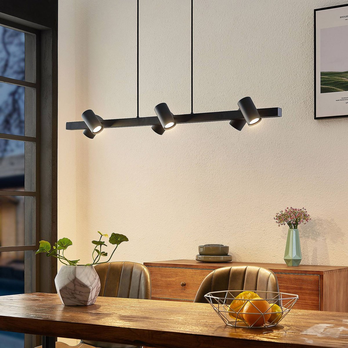 Suspension en métal moderne, Savoli noir, LINDBY