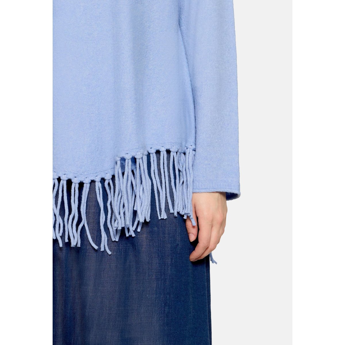 Pull-over en maille à encolure en v light blue melange, CARTOON