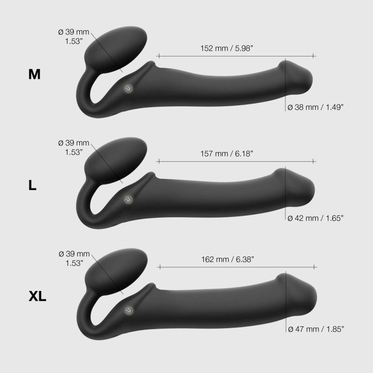 Vibromasseur Strap On 3 moteurs taille L noir, STRAP-ON-ME