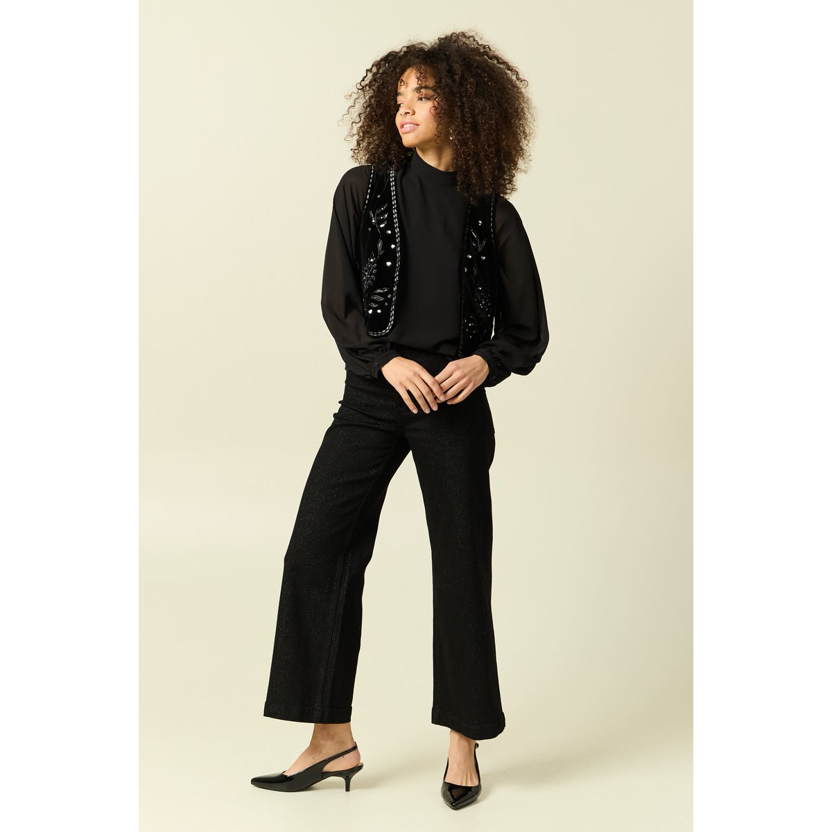 Veston court droit en velours noir, BONOBO
