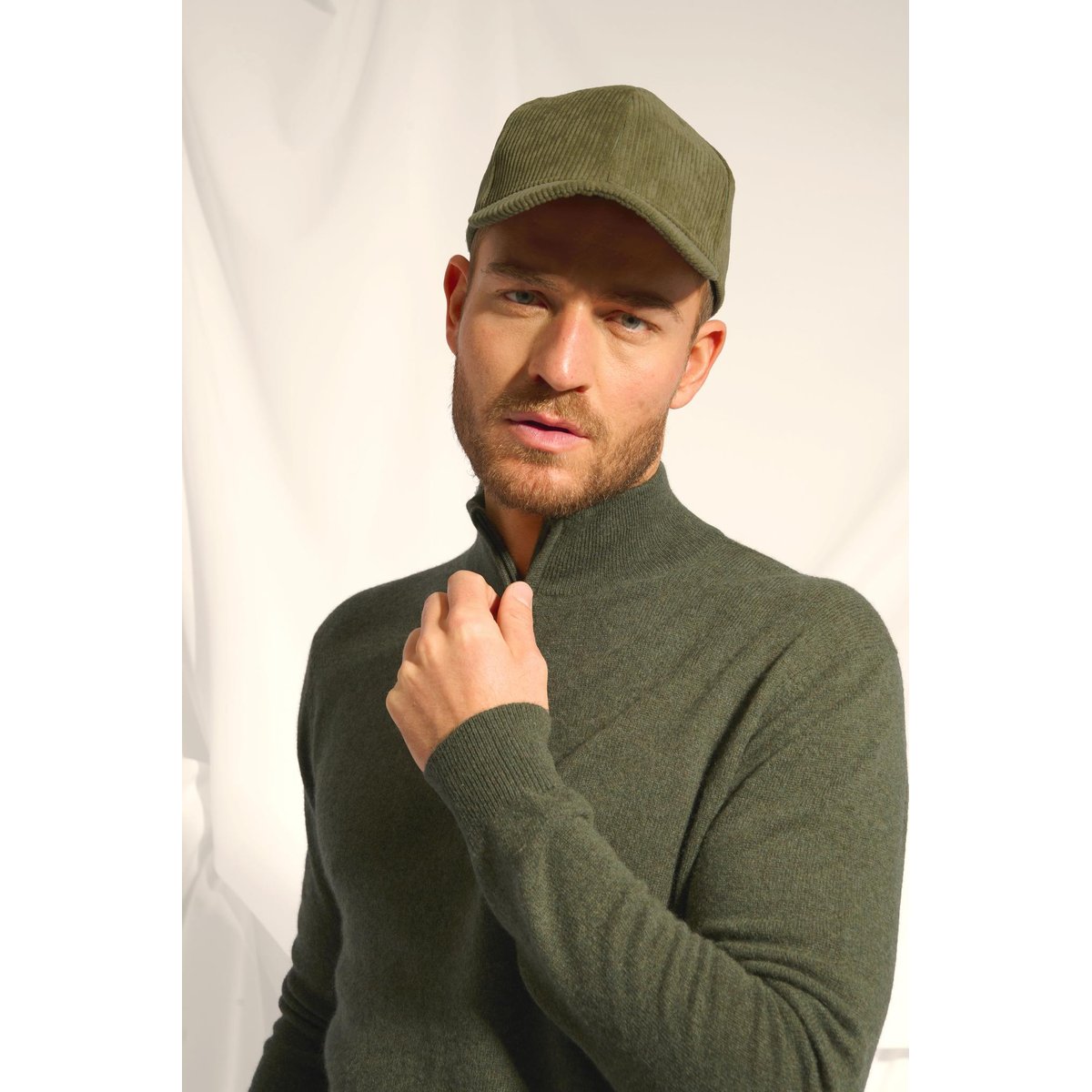 Pull Camionneur Kaki Chiné Bradley kaki chiné, JUST CASHMERE