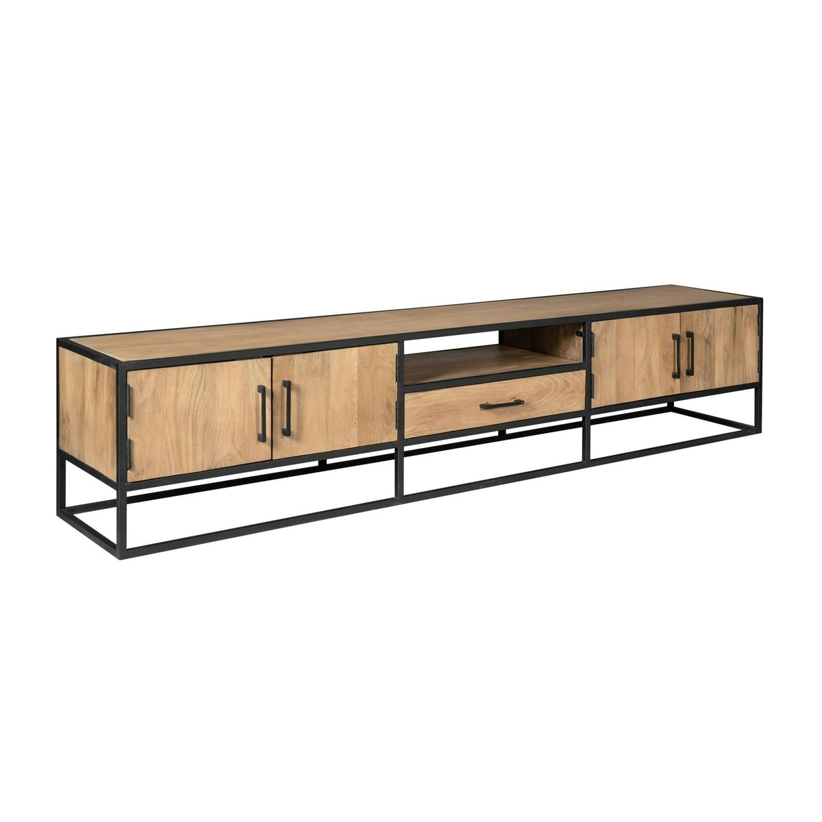Meuble TV 240 cm avec rangements RIVANO bois clair, PIER IMPORT
