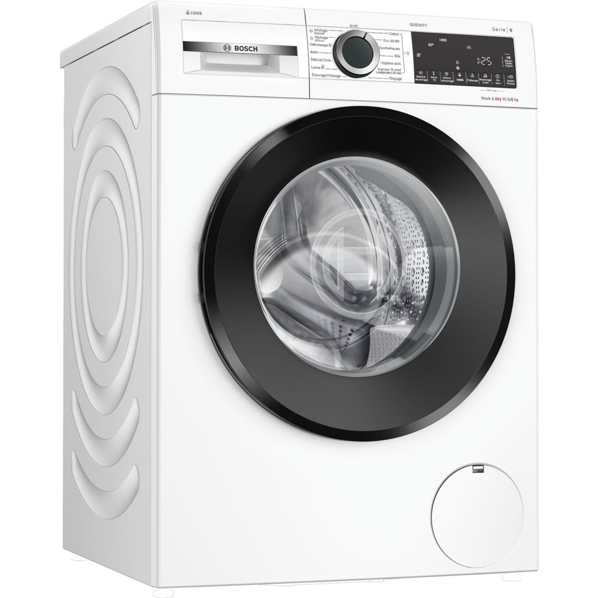 Lave linge séchant hublot WNG254ASFR - 10,5/6 kg - 1400 tr/min - Classe D - Moteur induction - Dosage automatique - Série 6 couleur unique, BOSCH