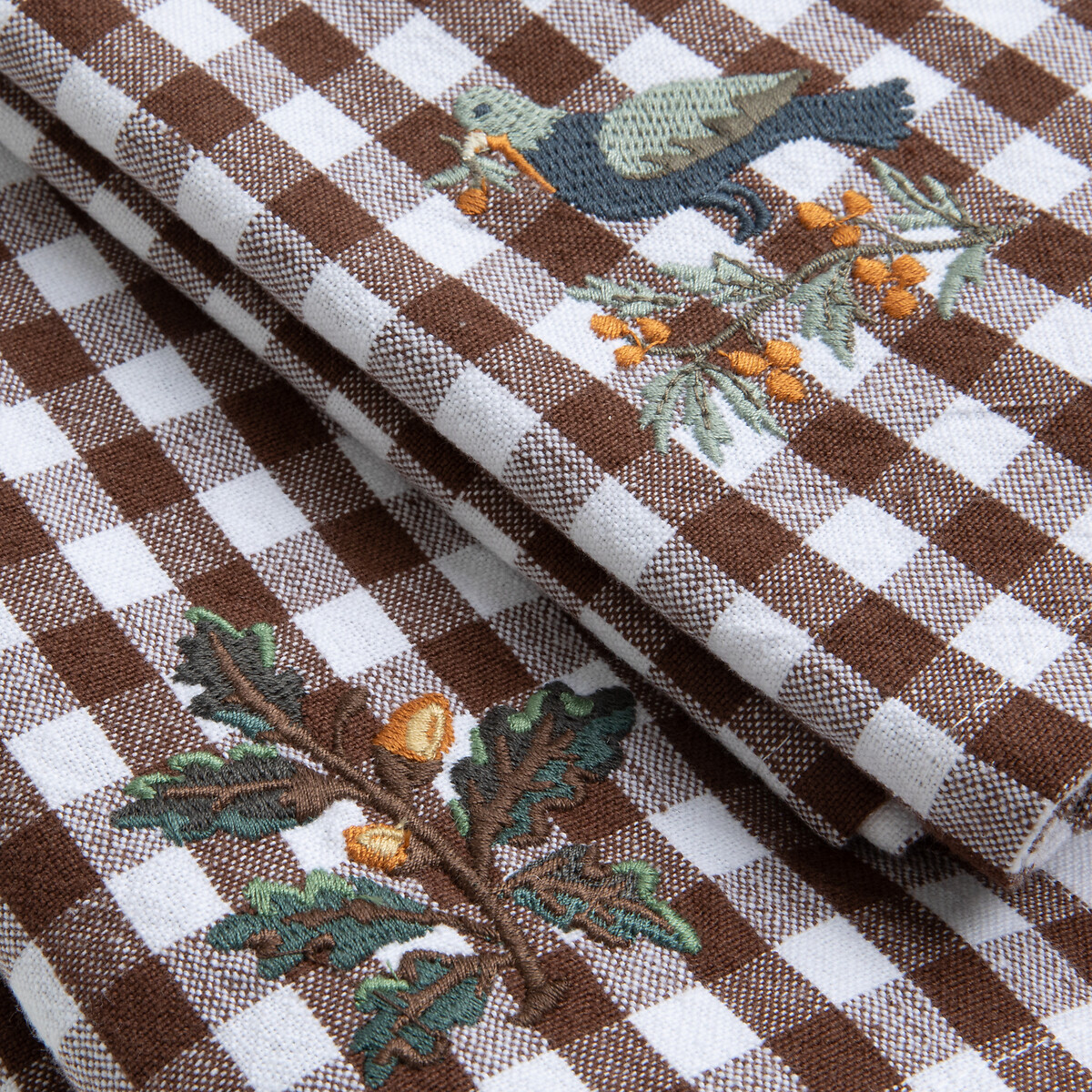 Lote de 2 guardanapos bordados, Bethany castanho-esverdeado, LA REDOUTE INTERIEURS