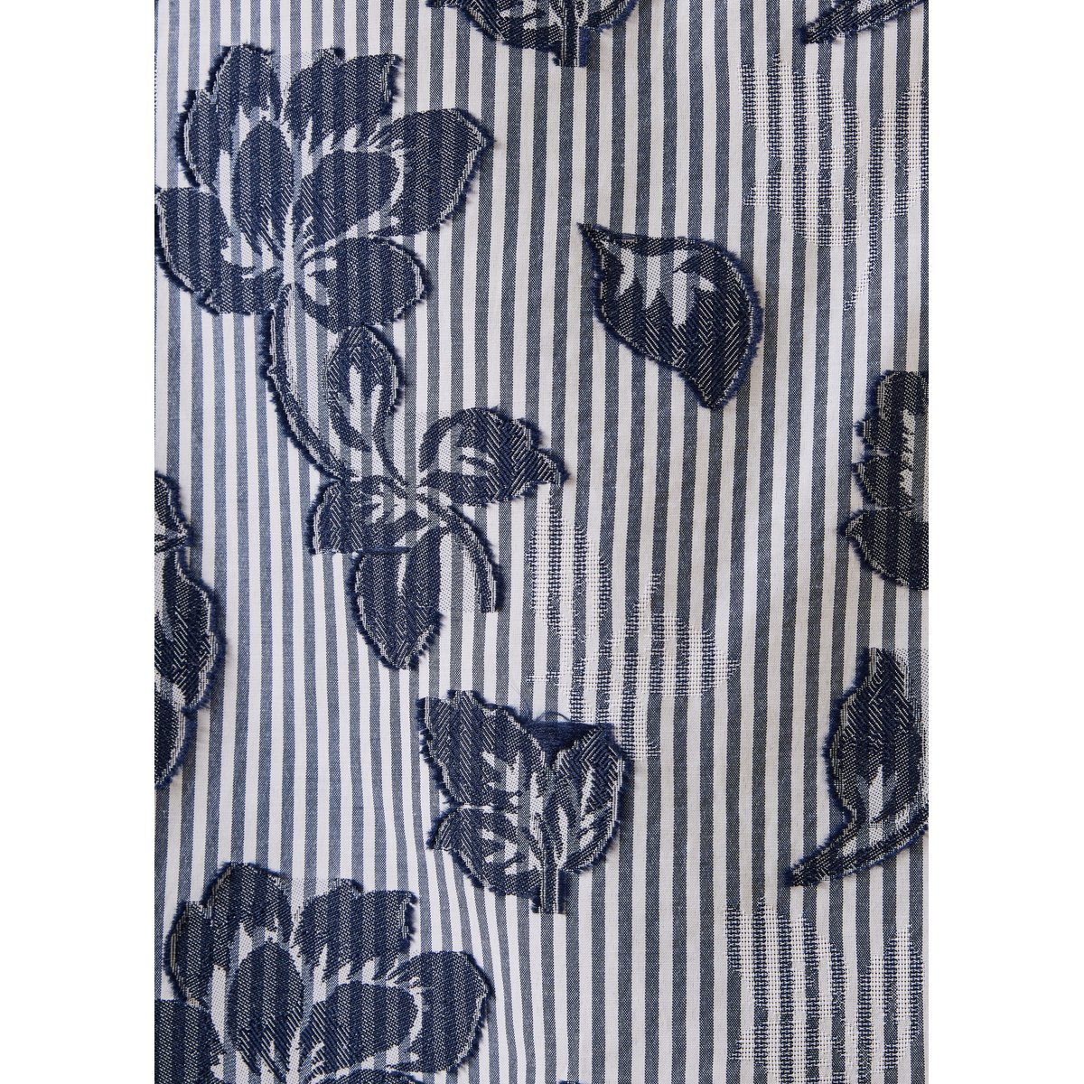 Chemise à rayures et motif en jacquard manches longues denim, LA FEE MARABOUTEE