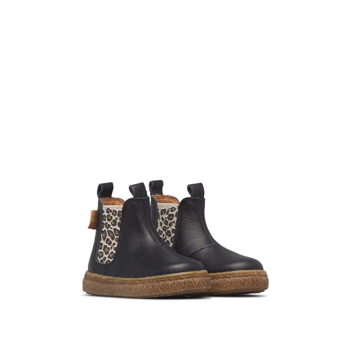 Chaussures premiers pas en cuir FIGUS noir-marron, NATURINO