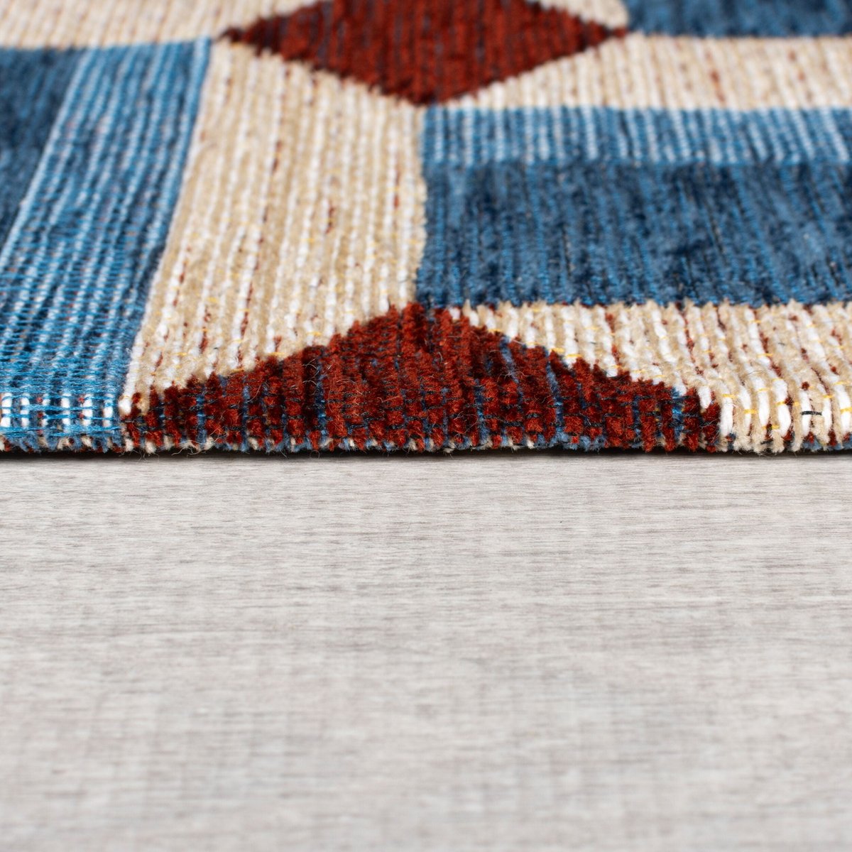 Tapis salon et chambre moderne tissé plat CLINTON bleu, NOVATREND
