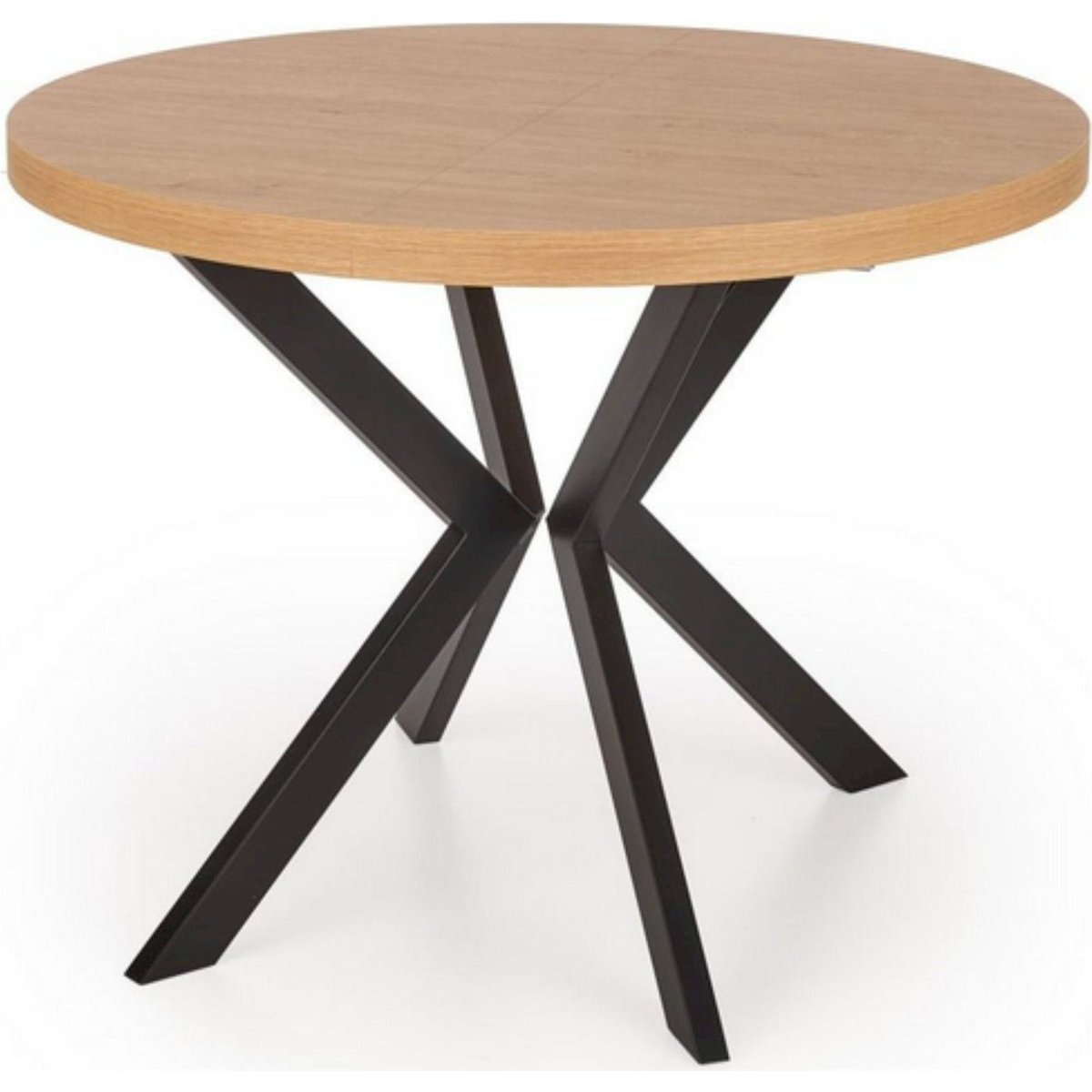 Table extensible ronde effet chêne OBERELER chêne doré et noir mat, RECOLLECTION