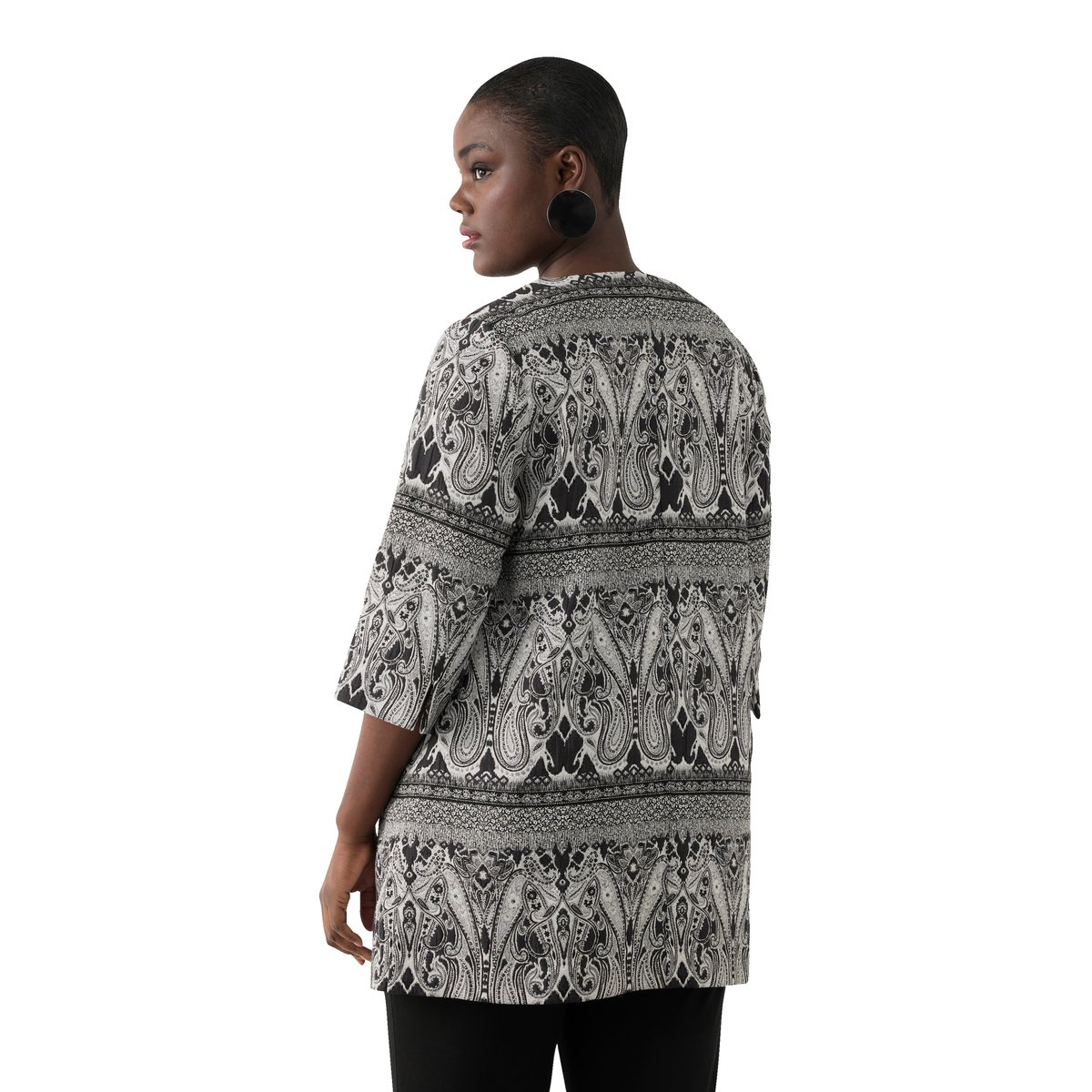 Veste motif cachemire à encolure en V et noir, ULLA POPKEN