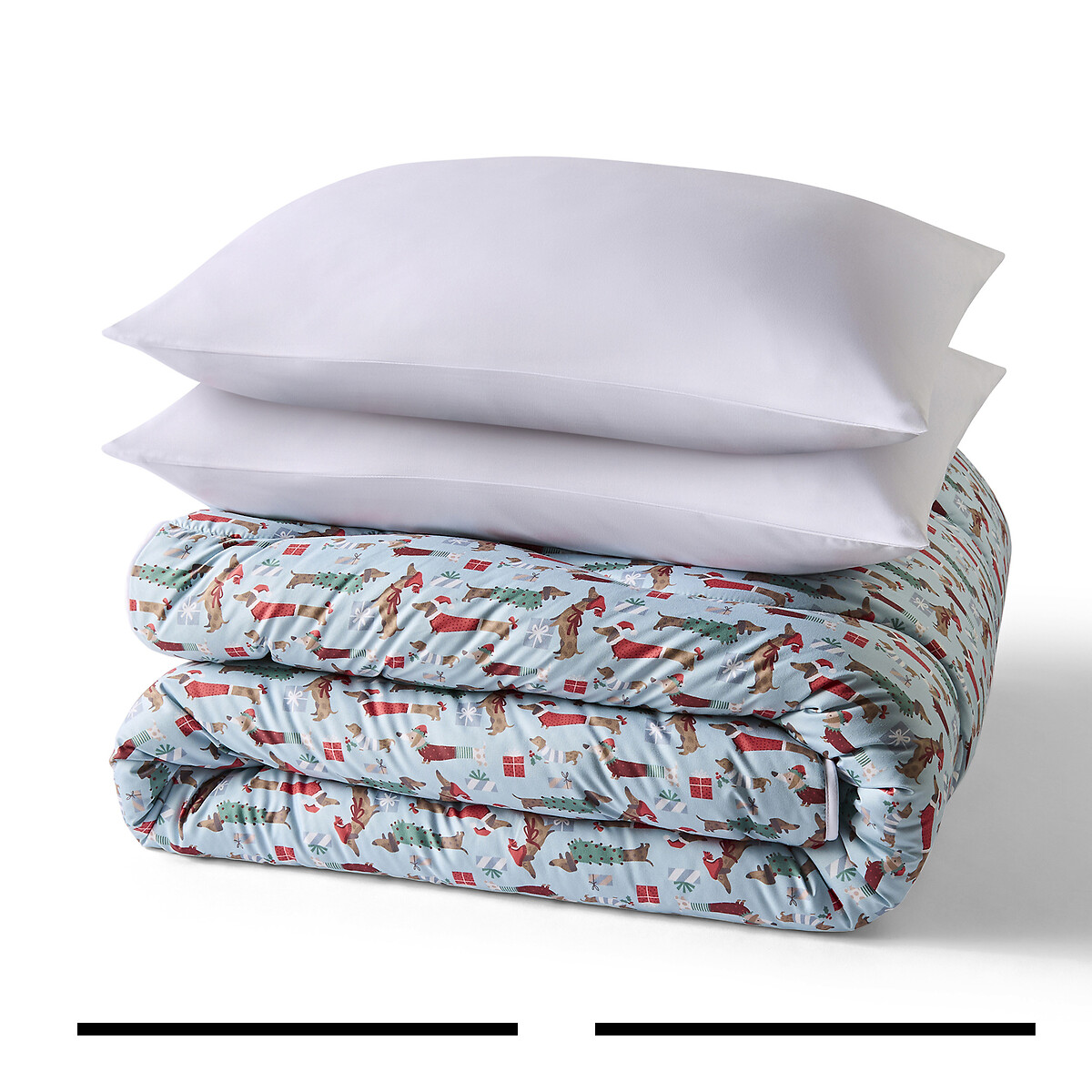 10.5 Tog Coverless Duvet And Pillowcase Set Christmas Dogs blue, NIGHT LARK