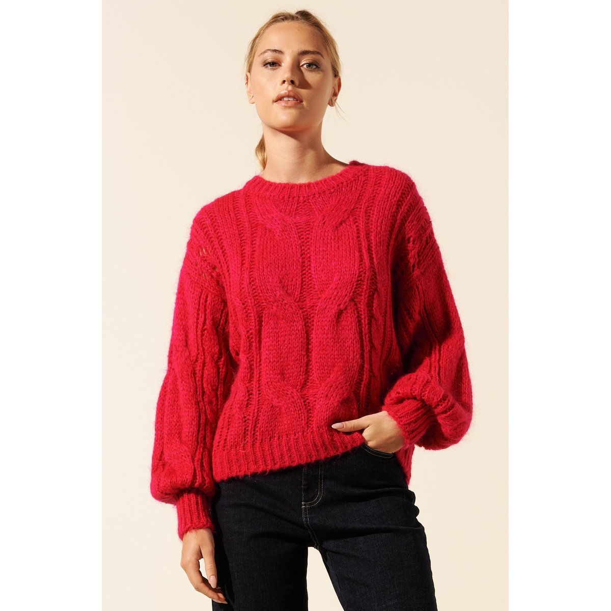 Pull maille ENIS rose fushia, BENOA