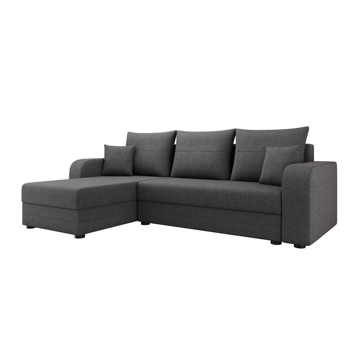 Canapé d'Angle Convertible 4 places - HARVEY gris foncé, BEST MOBILIER