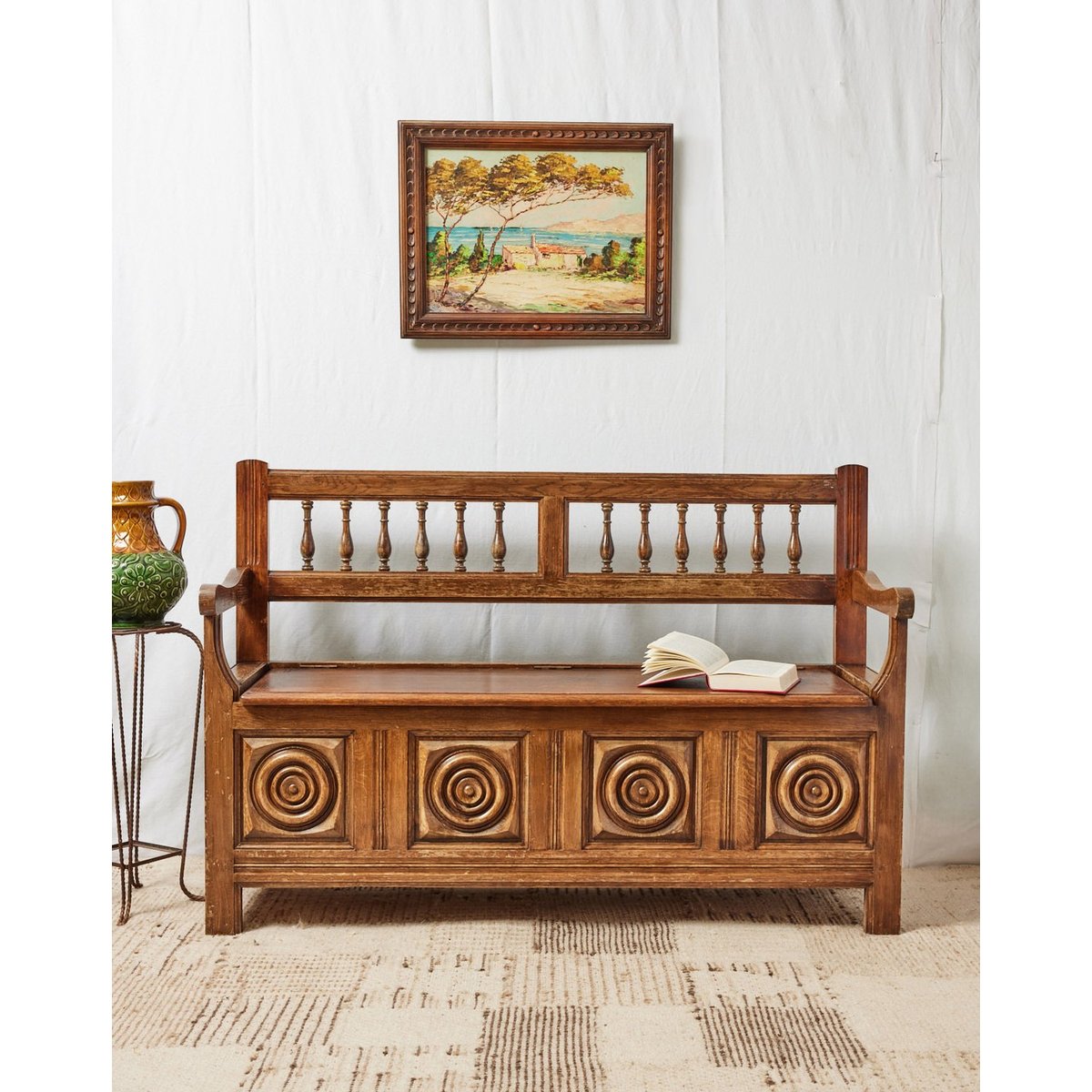 Banc en bois clair Antoine N°324 - Bon état bois clair, DEBONGOUT