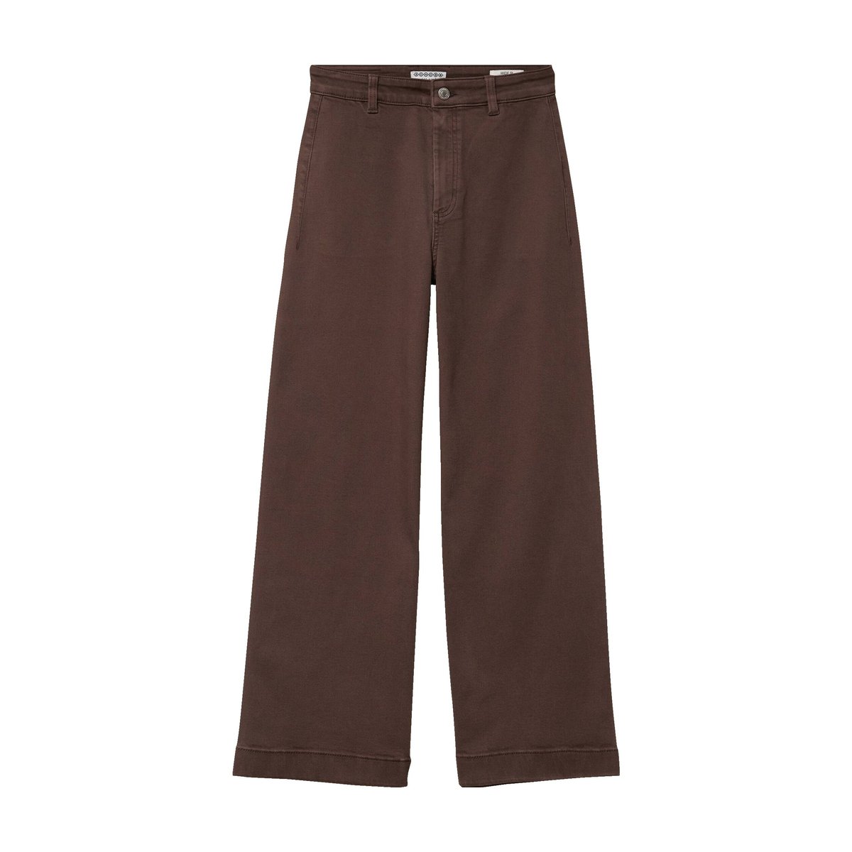 Jeans large cropped taille haute marron, BONOBO