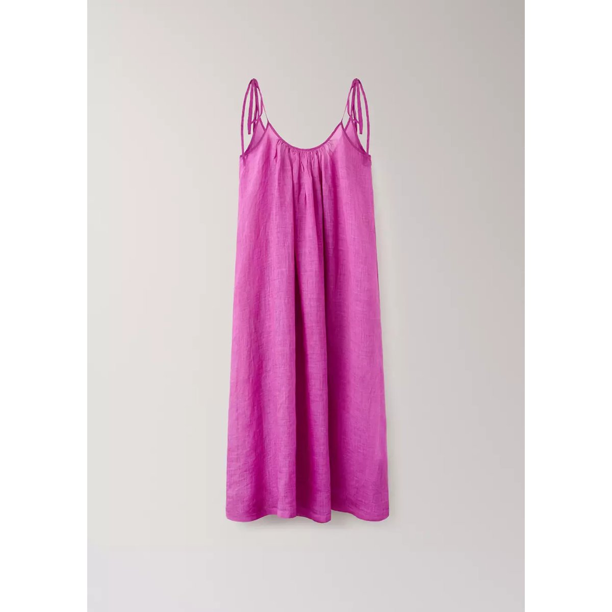 Pantalon 100 % ramie effet overdyed fuchsia, MANGO